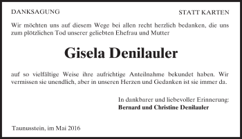 Traueranzeige von Gisela Denilauler von  Wiesbaden komplett