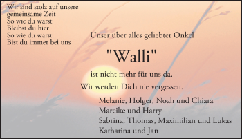 Traueranzeige von Walli  von Trauerportal Echo Online