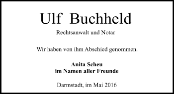 Traueranzeige von Ulf Buchheld von Trauerportal Echo Online