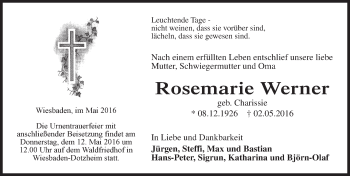 Traueranzeige von Rosemarie Werner von  Wiesbaden komplett