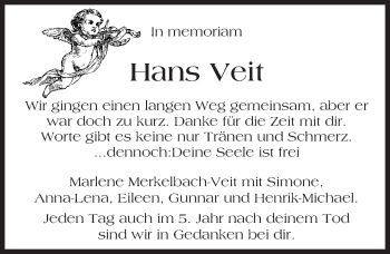 Traueranzeige von Hans Veit von Trauerportal Echo Online