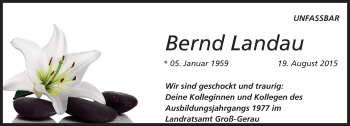 Traueranzeige von Bernd Landau von Darmstädter Echo