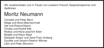 Traueranzeige von Moritz Neumann von Trauerportal Echo Online