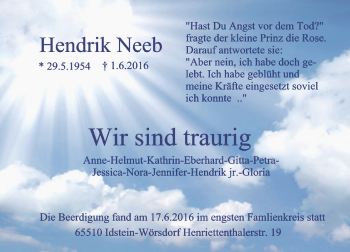 Traueranzeige von Hendrik Neeb von Trauerportal Rhein Main Presse