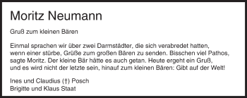 Traueranzeige von Moritz Neumann von Trauerportal Echo Online