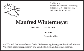 Traueranzeige von Manfred Wintermeyer von  Wiesbaden komplett