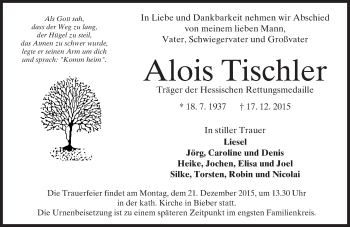 Traueranzeige von Alois Tischler von  GT am Sonntag