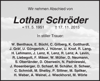 Traueranzeige von Lothar Schröder von  Kreisanzeiger