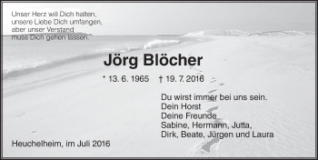 Traueranzeige von Jörg Blöcher von  Gießener Anzeiger