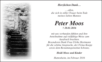 Traueranzeige von Peter Moos von  Rheingau