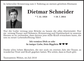 Traueranzeige von Dietmar Schneider von Trauerportal Rhein Main Presse