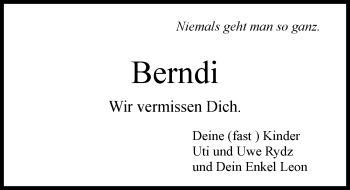 Traueranzeige von Berndi  von  Allgemeine Zeitung Mainz