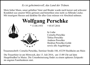 Traueranzeige von Wolfgang Perschke von Trauerportal Rhein Main Presse