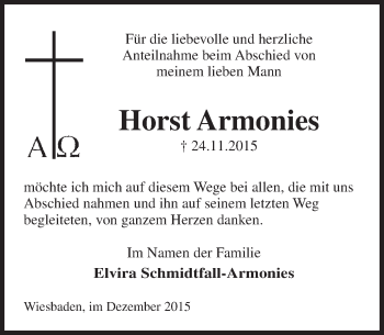 Traueranzeige von Horst Armonies von  Wiesbaden komplett