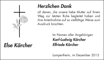 Traueranzeige von Else Kärcher von  Bürstädter Zeitung