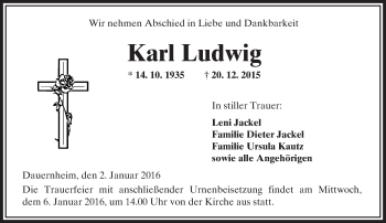 Traueranzeige von Karl Ludwig von  Kreisanzeiger