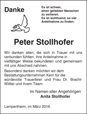 Traueranzeige von Peter Stollhofer von  Bürstädter Zeitung