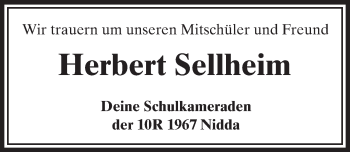 Traueranzeige von Herbert Sellheim von  Kreisanzeiger