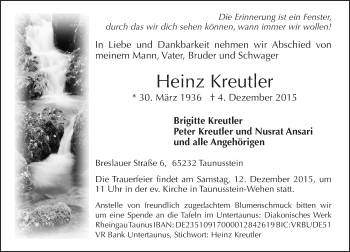 Traueranzeige von Heinz Kreutler von  Wiesbaden komplett