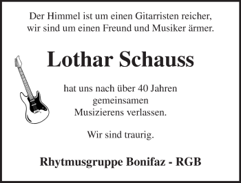 Traueranzeige von Lothar Schauss von  Allgemeine Zeitung Mainz