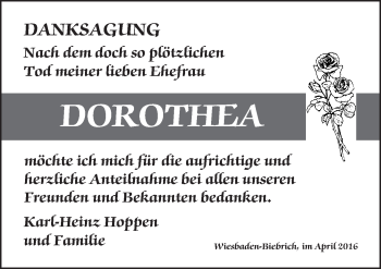 Traueranzeige von Dorothea  von  Wiesbaden komplett