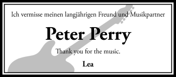 Traueranzeige von Peter Perry von  Usinger Anzeiger
