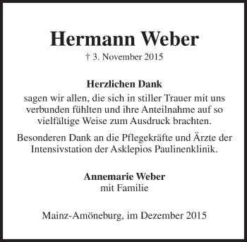 Traueranzeige von Hermann Weber von  Wiesbaden komplett