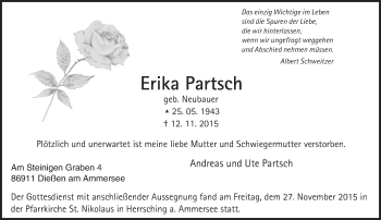 Traueranzeige von Erika Partsch von  Wiesbaden komplett