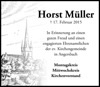 Traueranzeige von Horst Müller von VRM Trauer