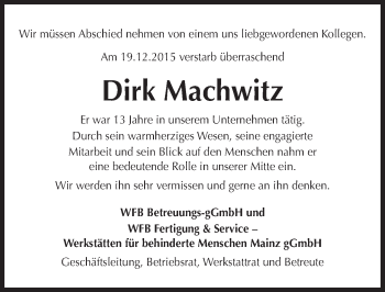 Traueranzeige von Dirk Machwitz von trauer.rmp.de