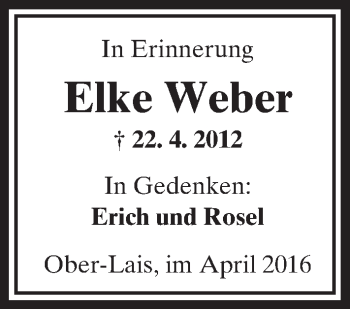 Traueranzeige von Elke Weber von  Kreisanzeiger