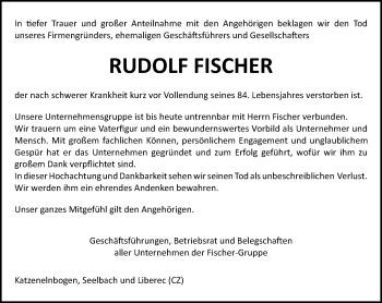 Traueranzeige von Rudolf Fischer von  Wiesbaden komplett