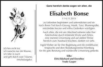Traueranzeige von Elisabeth Bonse von  Wiesbaden komplett
