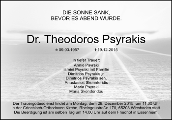 Traueranzeige von Theodoros Psyrakis von  Wiesbaden komplett