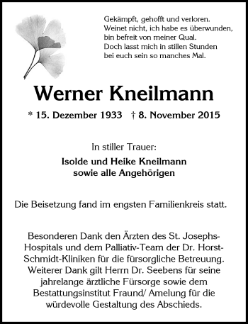 Traueranzeige von Werner Kneilmann von  Wiesbaden komplett