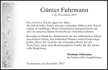 Traueranzeige von Günter Fuhrmann von  Wiesbaden komplett