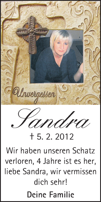 Traueranzeige von Sandra  von VRM Trauer