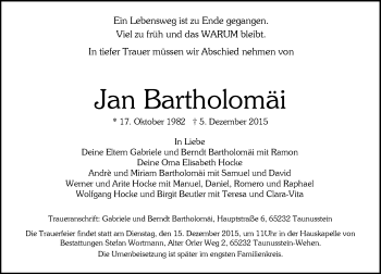 Traueranzeige von Jan Bartholomäi von  Wiesbaden komplett