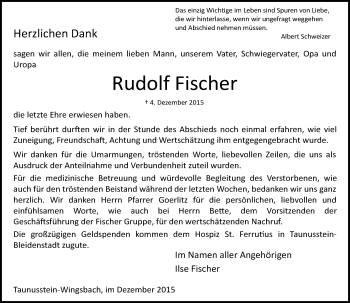 Traueranzeige von Rudolf Fischer von  Wiesbaden komplett