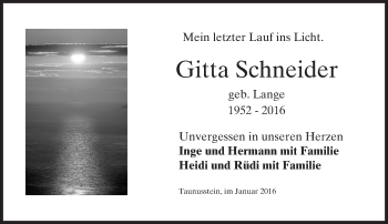 Traueranzeige von Gitta Schneider von  Wiesbaden komplett