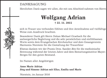 Traueranzeige von Bestattungen Adrian von  Landskrone