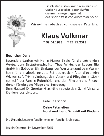 Traueranzeige von Klaus Volkmar von  Idsteiner Zeitung
