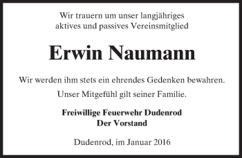 Traueranzeige von Erwin Naumann von  Kreisanzeiger