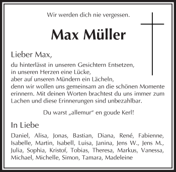 Traueranzeige von Max Müller von  Kreisanzeiger