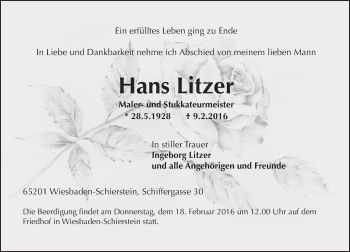 Traueranzeige von Hans Litzer von  Wiesbaden komplett