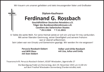 Traueranzeige von Ferdinand Rossbach von  Wiesbaden komplett