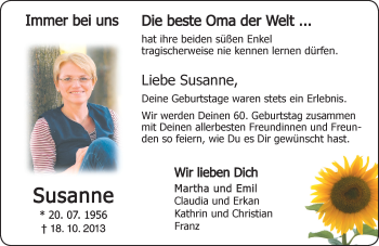 Traueranzeige von Susanne  von Trauerportal Rhein Main Presse