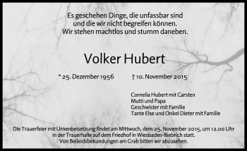 Traueranzeige von Volker Hubert von  Wiesbaden komplett