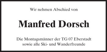 Traueranzeige von Manfred Dorsch von trauer.echo-online.de