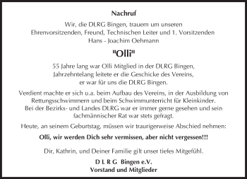 Traueranzeige von Hans-Joachim Oehmann von trauer.rmp.de